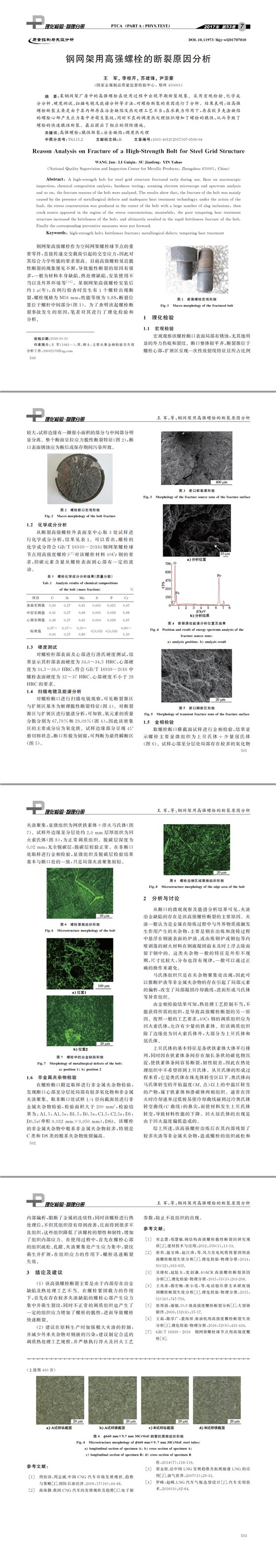 鋼網(wǎng)架用高強螺栓的斷裂原因分析