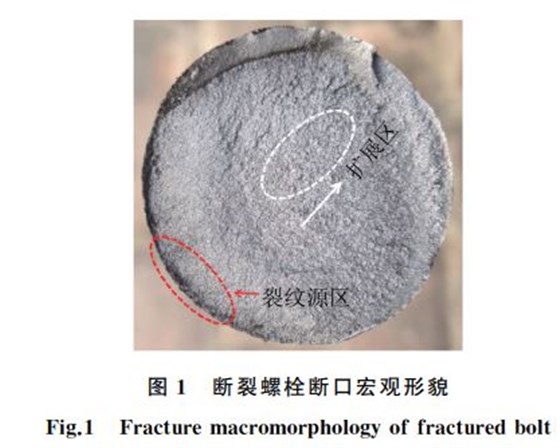 圖１ 斷裂螺栓斷口宏觀形貌