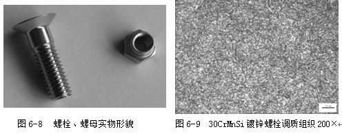 螺母實物形貌，30CrMnSi鍍鋅螺栓調(diào)質(zhì)組織200×