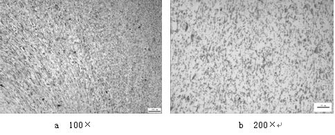 ML16CrSiNi長(zhǎng)托板螺母未熱處理的金相組織，可見(jiàn)變形痕跡