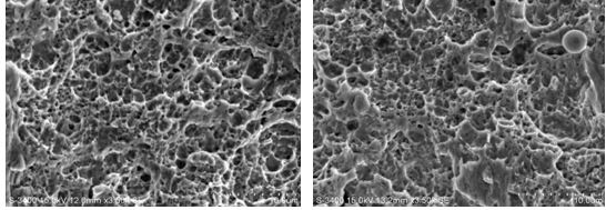 圖15-23 剪切與等軸混合韌窩形貌 圖15-24等軸韌窩形貌