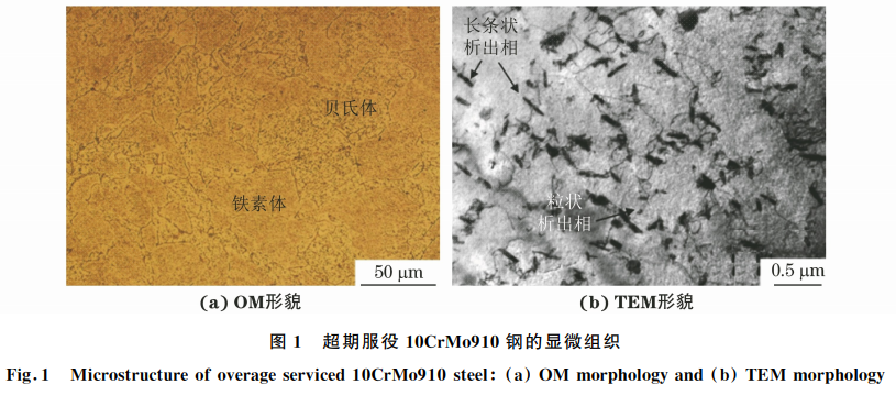 電站中超期服役10CrMo910鋼的高溫蠕變行為圖1